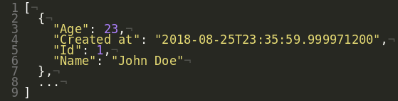 Raw JSON output